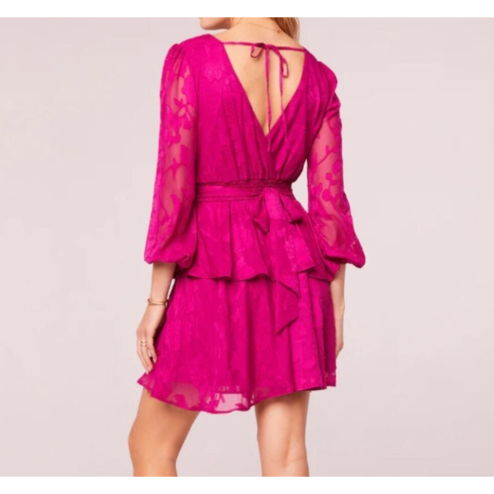 Band of the Free Women's Size Large Floral Mini Dress Fuschia Tie Back NWT - Picture 2 of 9